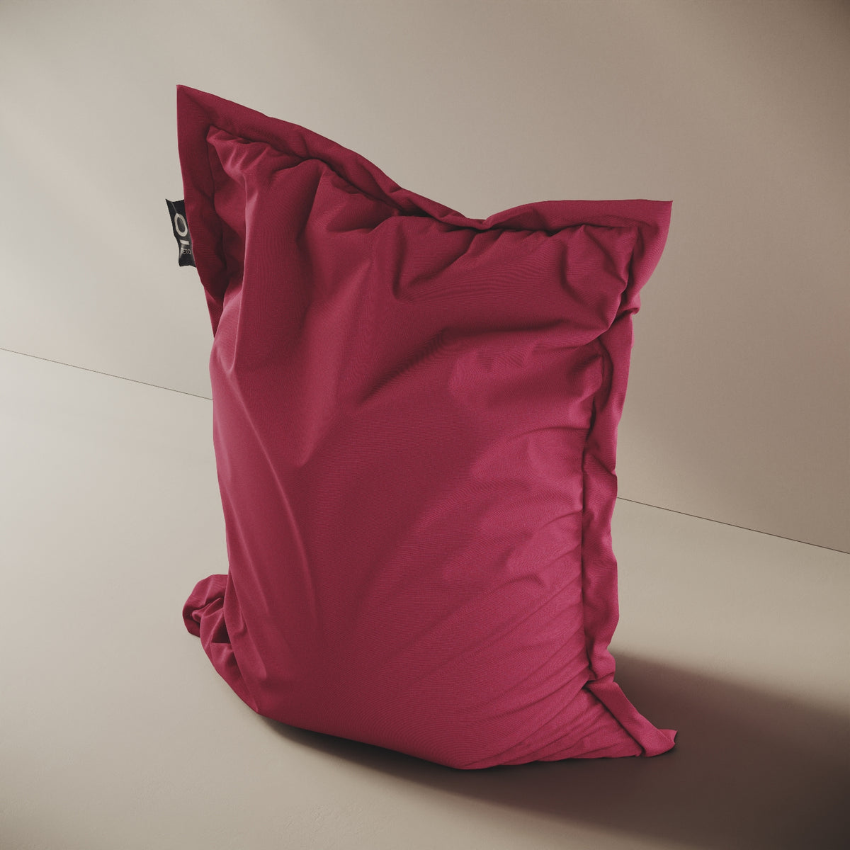 BeanB poltrona a sacco fucsia L, vista laterale — imbottitura in palline EPS, formato 120x150 cm