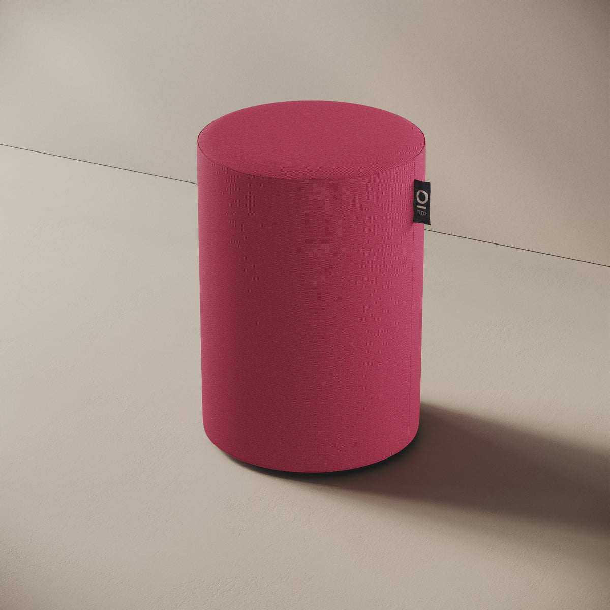 Pouf Comodo fucsia taglia M Ø 47 × H 70 cm, vista laterale — rivestimento in tessuto acrilico idrorepellente e antimacchia