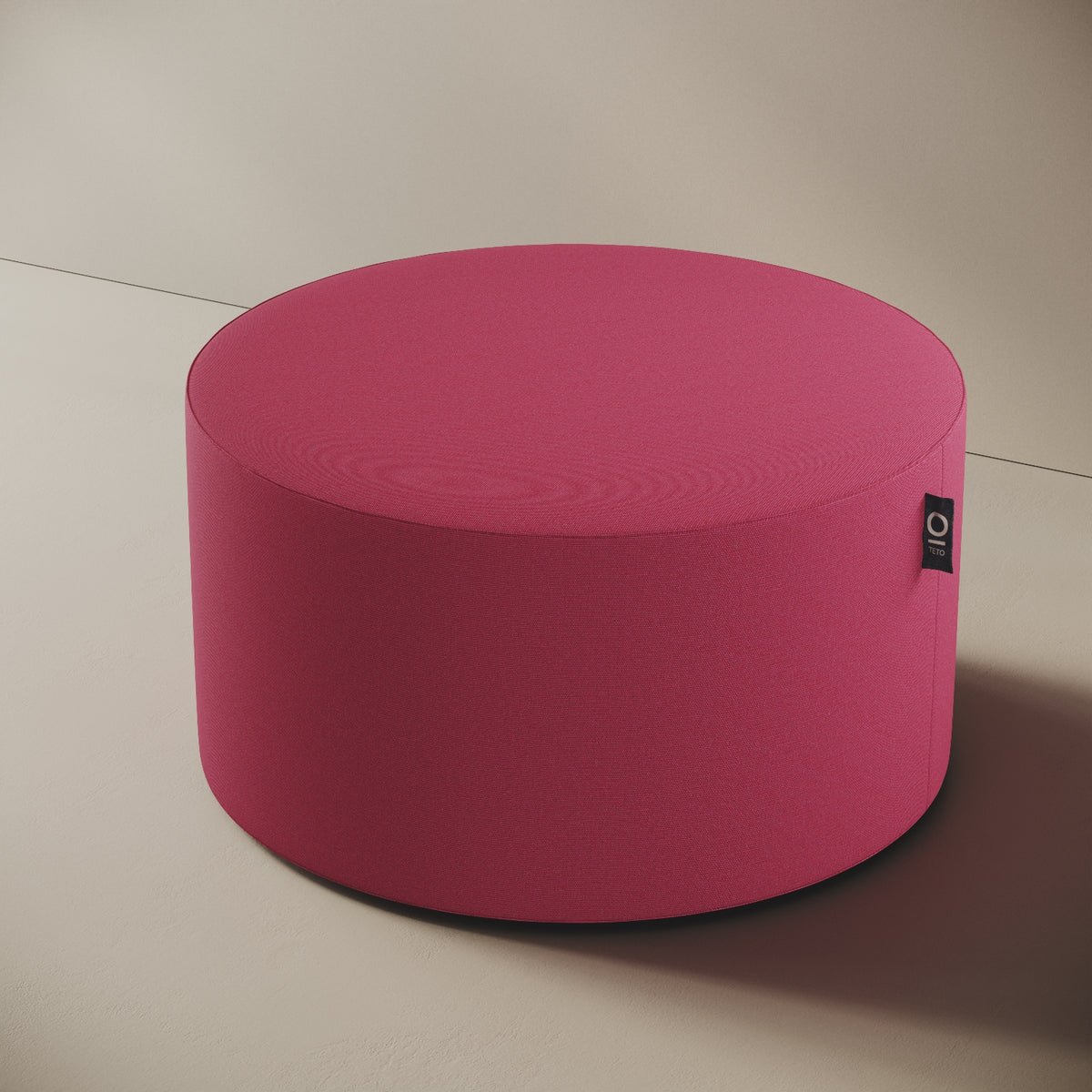 Pouf Comodo fucsia taglia L Ø 90 × H 47 cm, vista laterale — rivestimento in tessuto acrilico idrorepellente e antimacchia