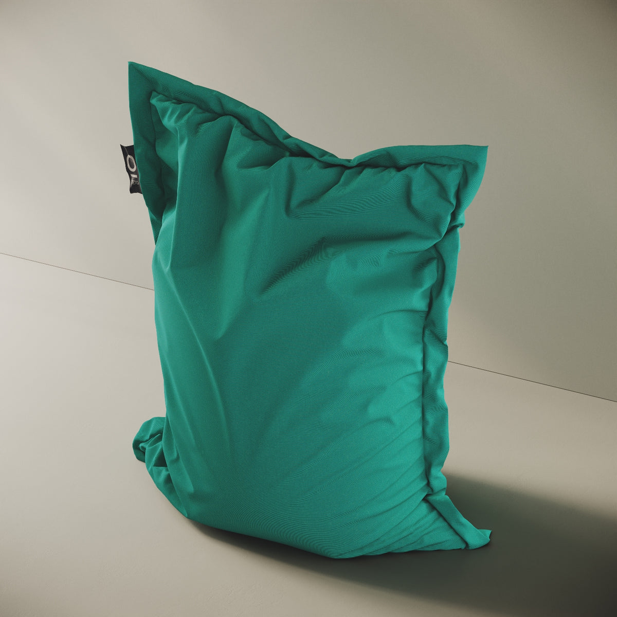 BeanB poltrona a sacco turchese L, vista laterale — imbottitura in palline EPS, formato 120x150 cm