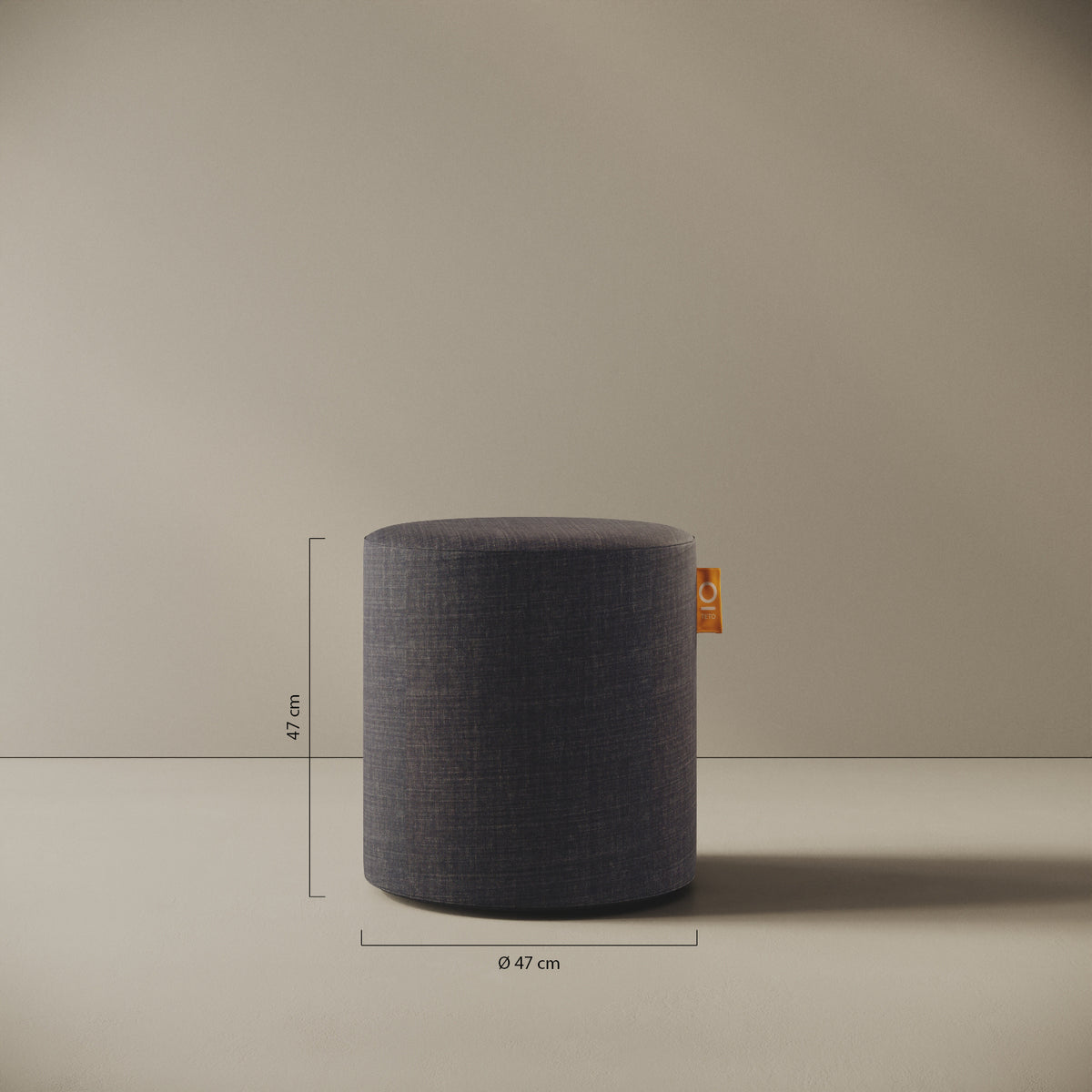 Pouf Comodo jeans taglia S — dettaglio del rivestimento in denim robusto