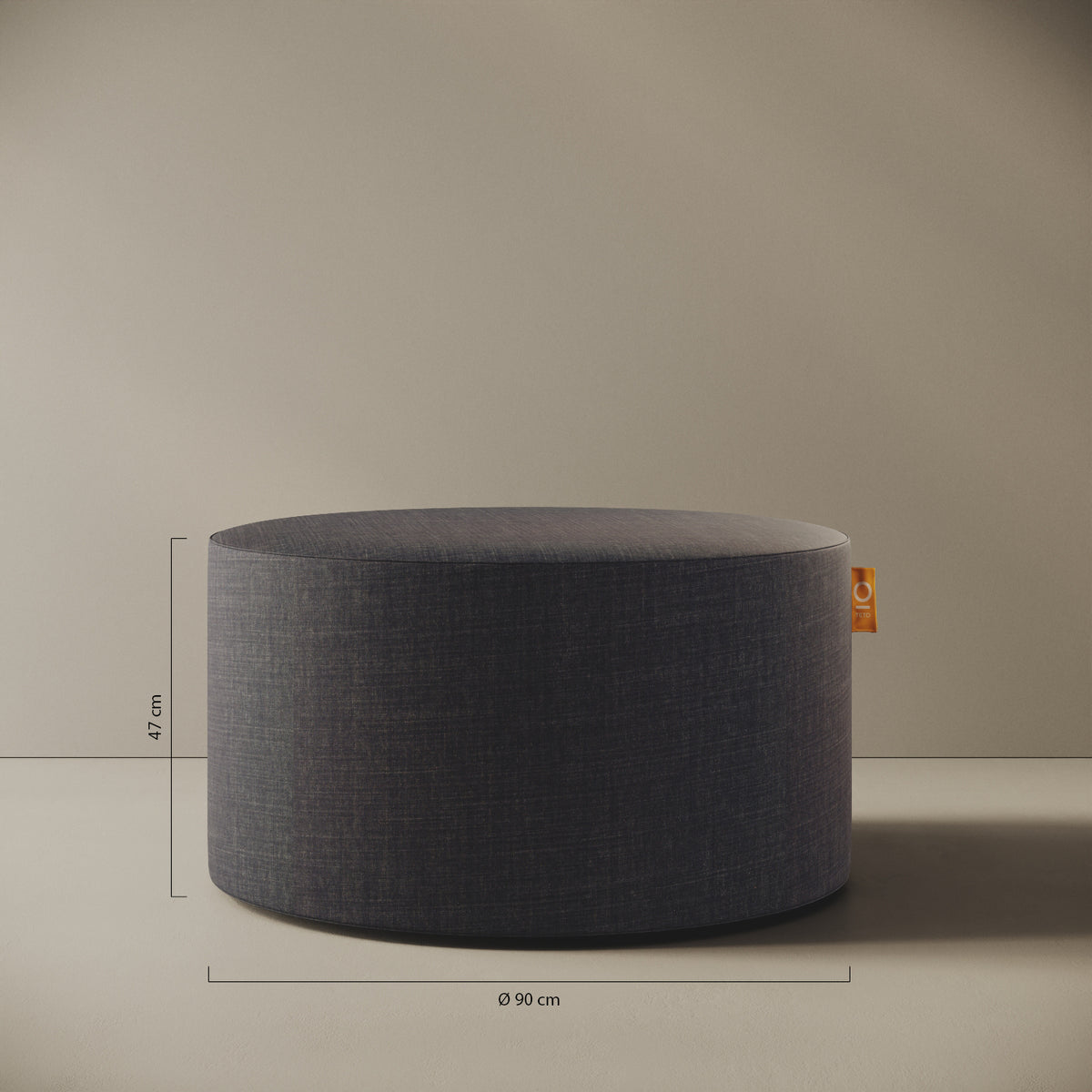 Pouf Comodo jeans taglia L — dettaglio del rivestimento in denim robusto