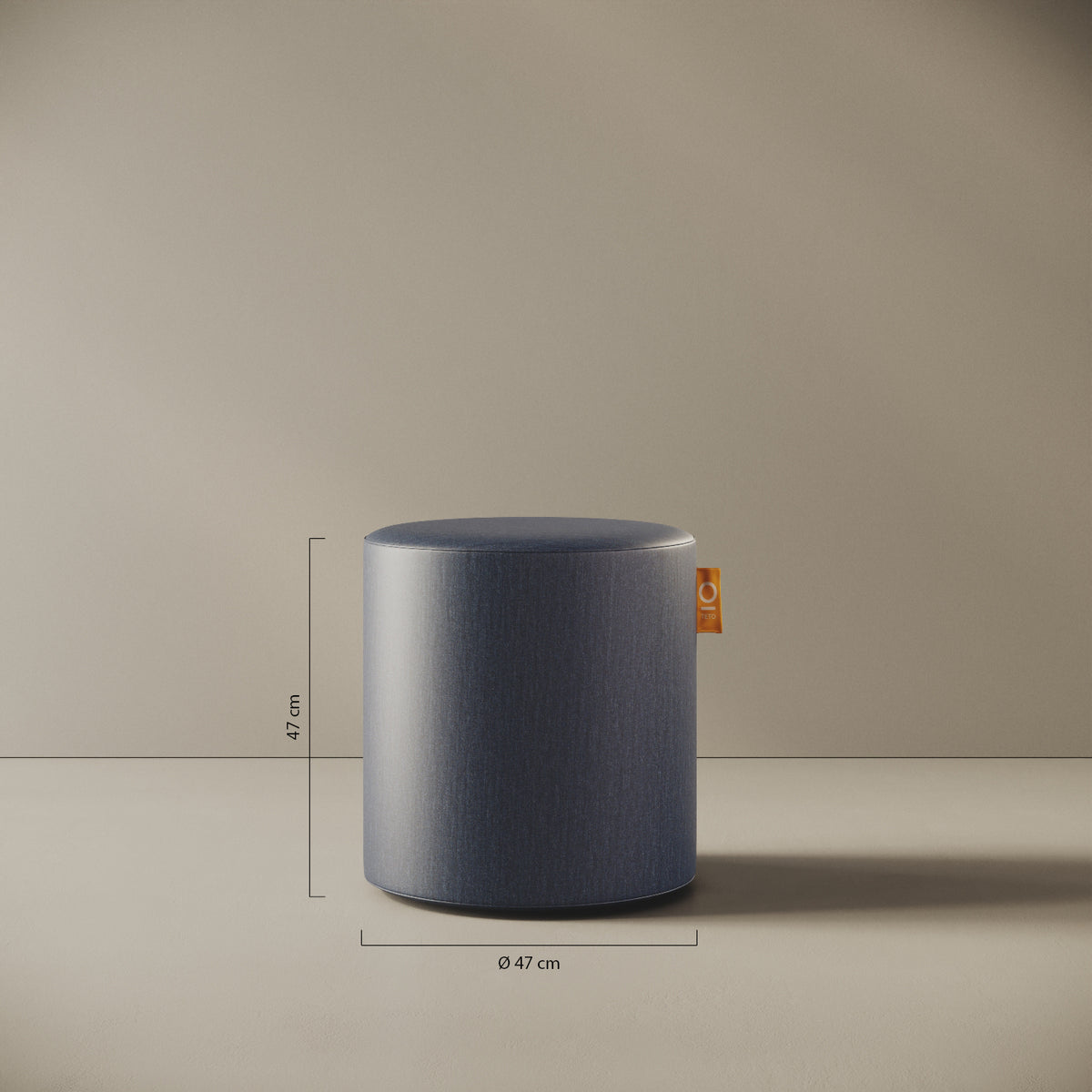 Pouf Comodo brooklyn taglia S — dettaglio del rivestimento in denim robusto