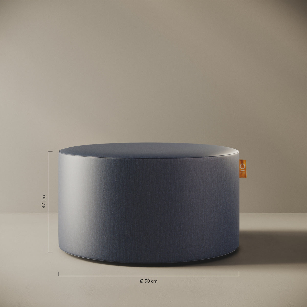Pouf Comodo brooklyn taglia L — dettaglio del rivestimento in denim robusto