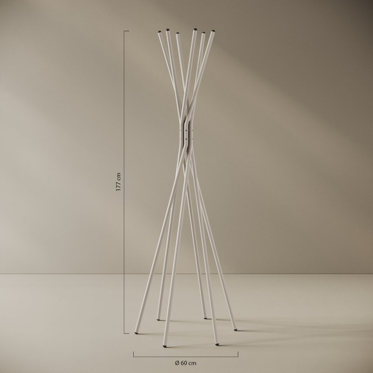 Appendiabiti a terra Tree bianco — design ad albero, scheda tecnica e caratteristiche in ferro verniciato a polveri epossipoliestere