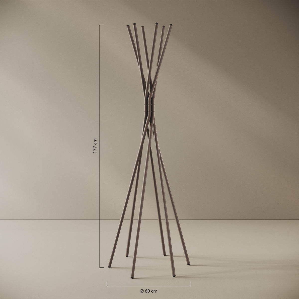 Appendiabiti a terra Tree cappuccino — design ad albero, scheda tecnica e caratteristiche in ferro verniciato a polveri epossipoliestere