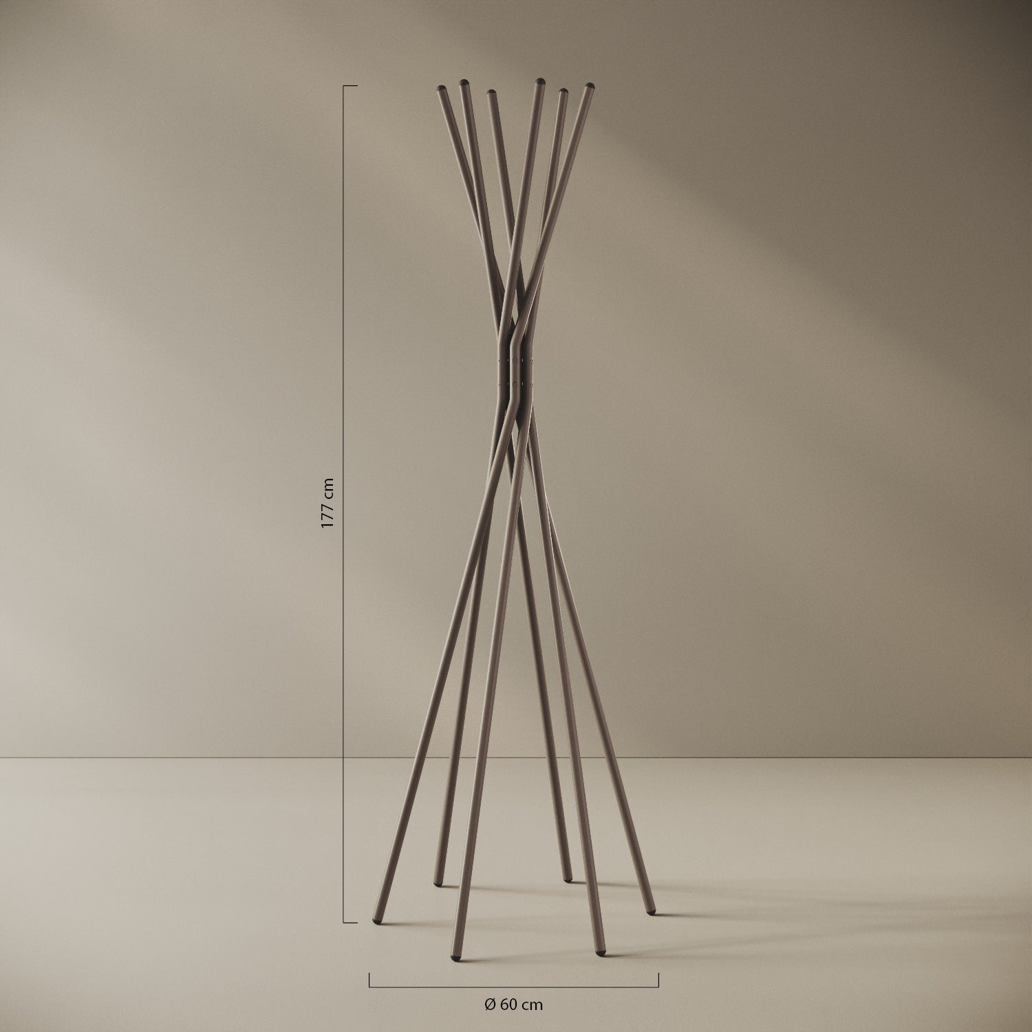 Appendiabiti a terra Tree cappuccino — design ad albero, scheda tecnica e caratteristiche in ferro verniciato a polveri epossipoliestere