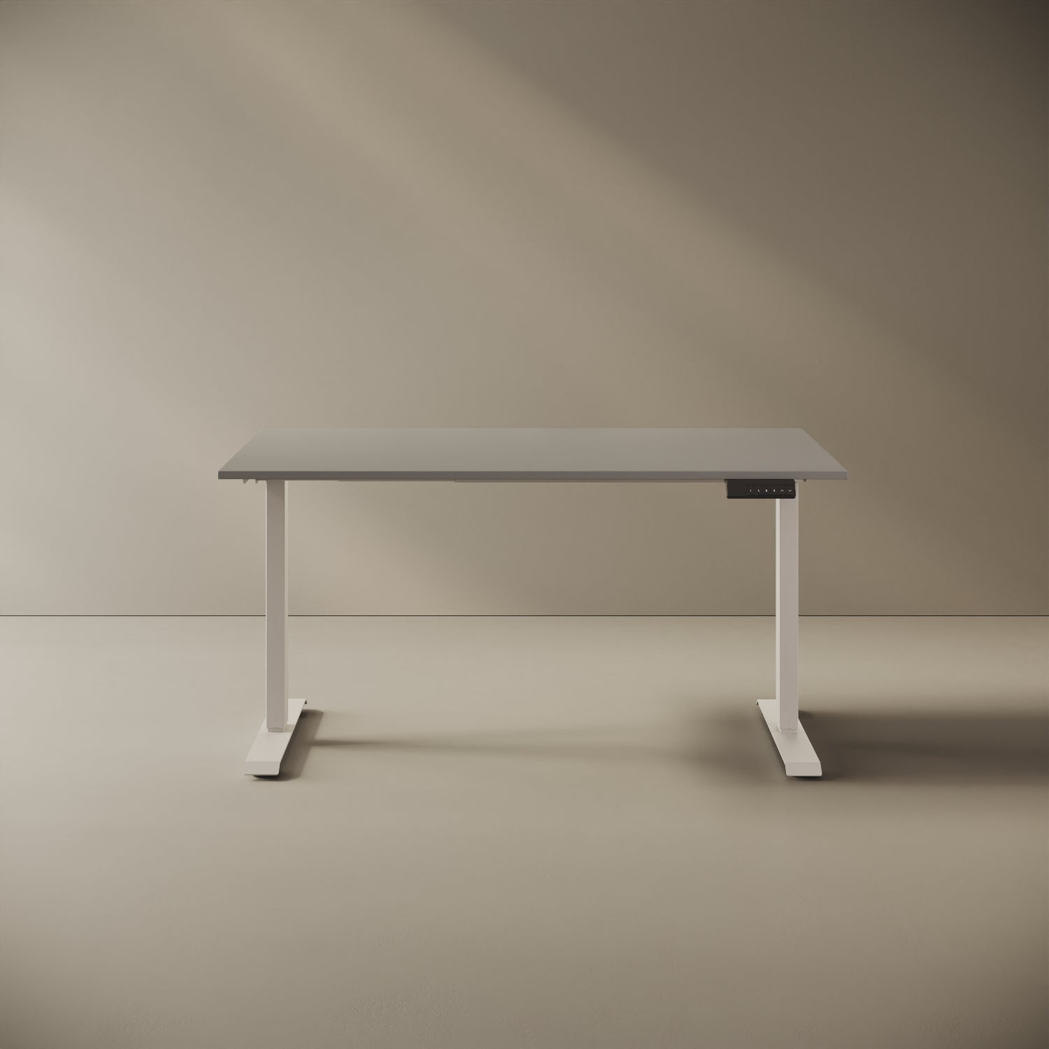 Scrivania Elevabile Up verde 120cm, vista frontale — piano in legno nobilitato 120x80 cm, gambe in metallo verde verniciato