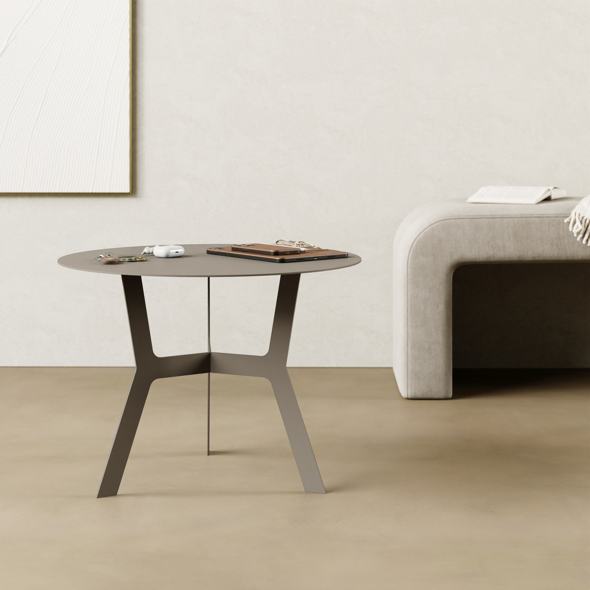 Tavolino da caffè Barcellona grigio alto in soggiorno moderno, living contemporaneo