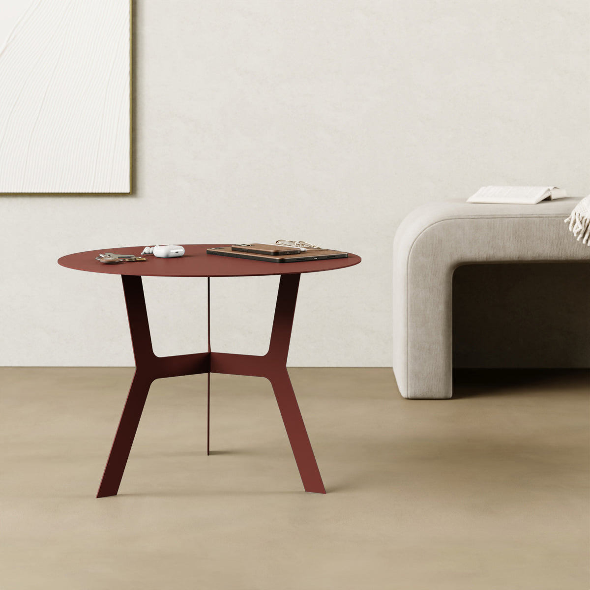 Tavolino da caffè Barcellona rosso alto in soggiorno moderno, living contemporaneo