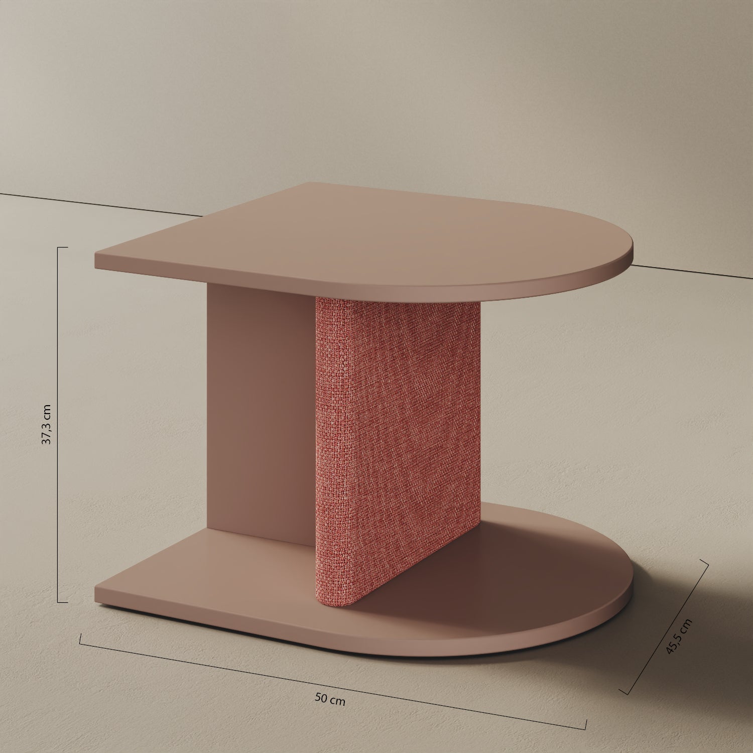 Comodino Strato cipria – misure 45,5x50x37,3 cm, legno nobilitato e tessuto coordinato