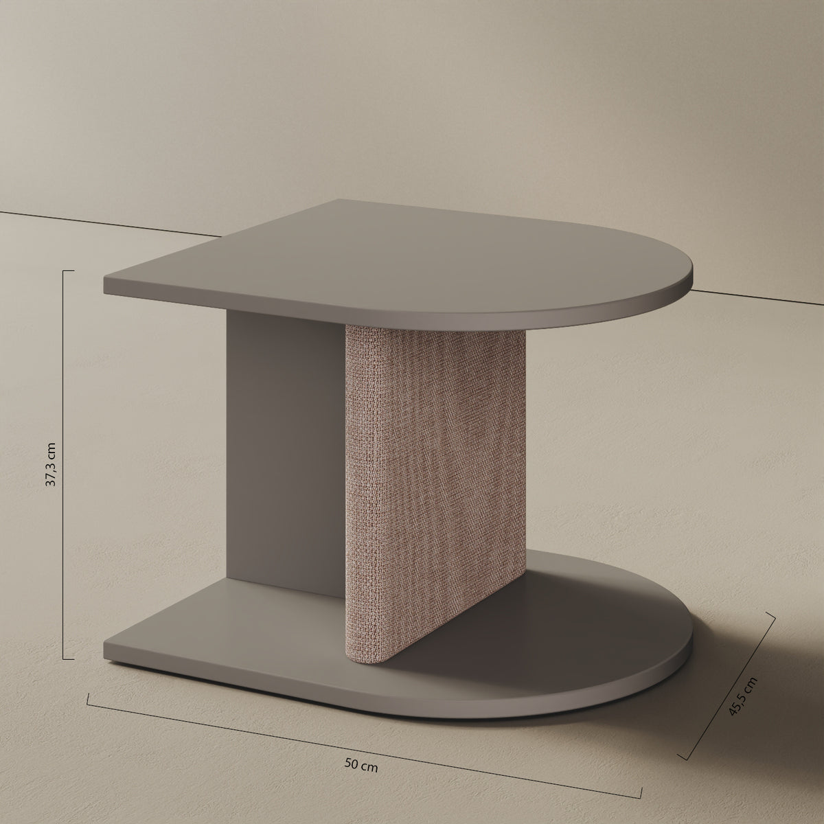 Comodino Strato grigio – misure 45,5x50x37,3 cm, legno nobilitato e tessuto coordinato