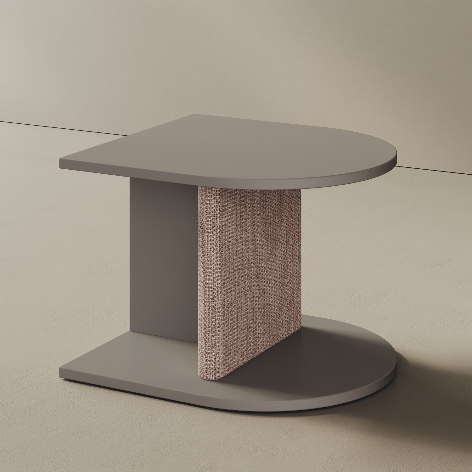 Comodino Strato grigio, vista laterale – legno nobilitato e tessuto design Mario Alessiani