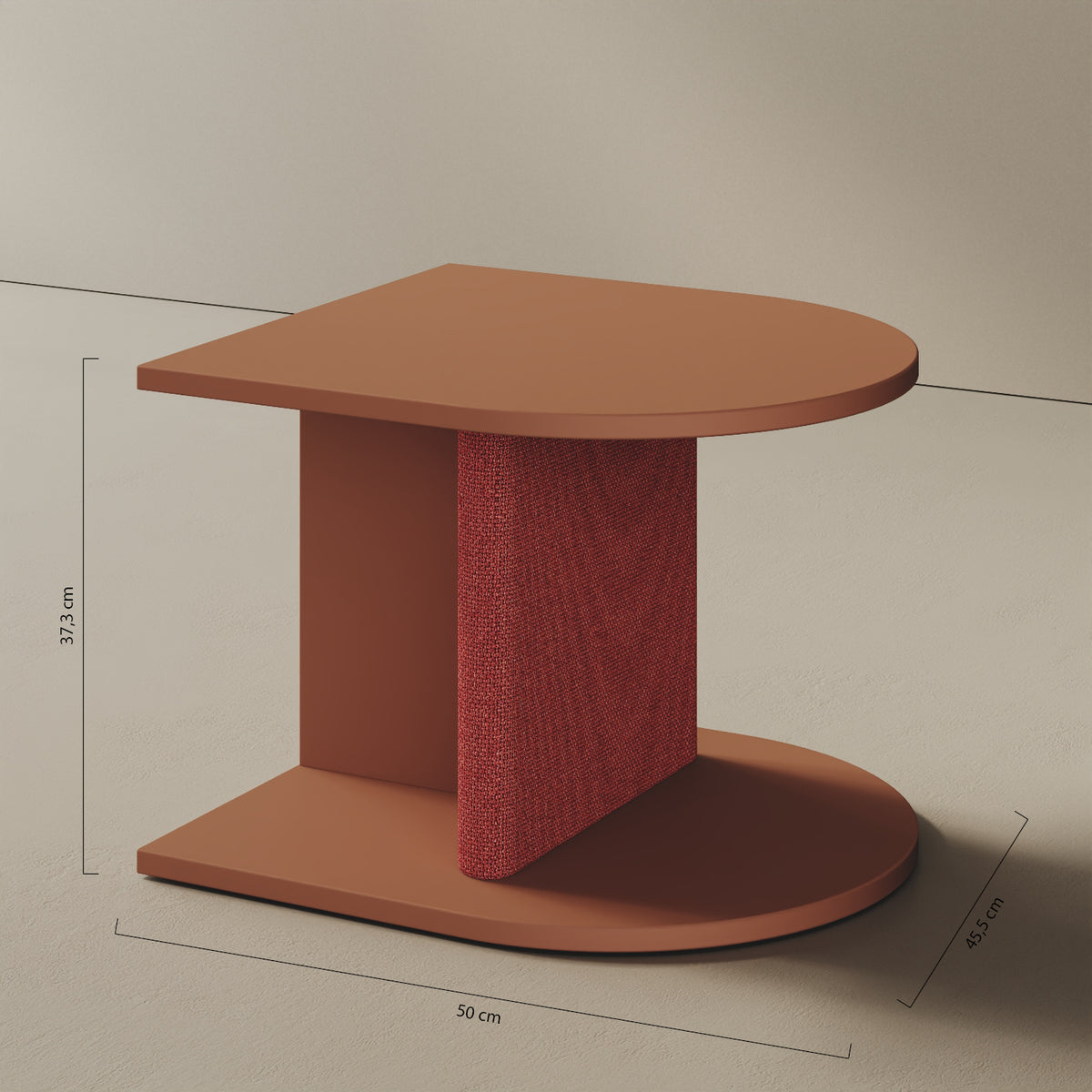 Comodino Strato red curry – misure 45,5x50x37,3 cm, legno nobilitato e tessuto coordinato