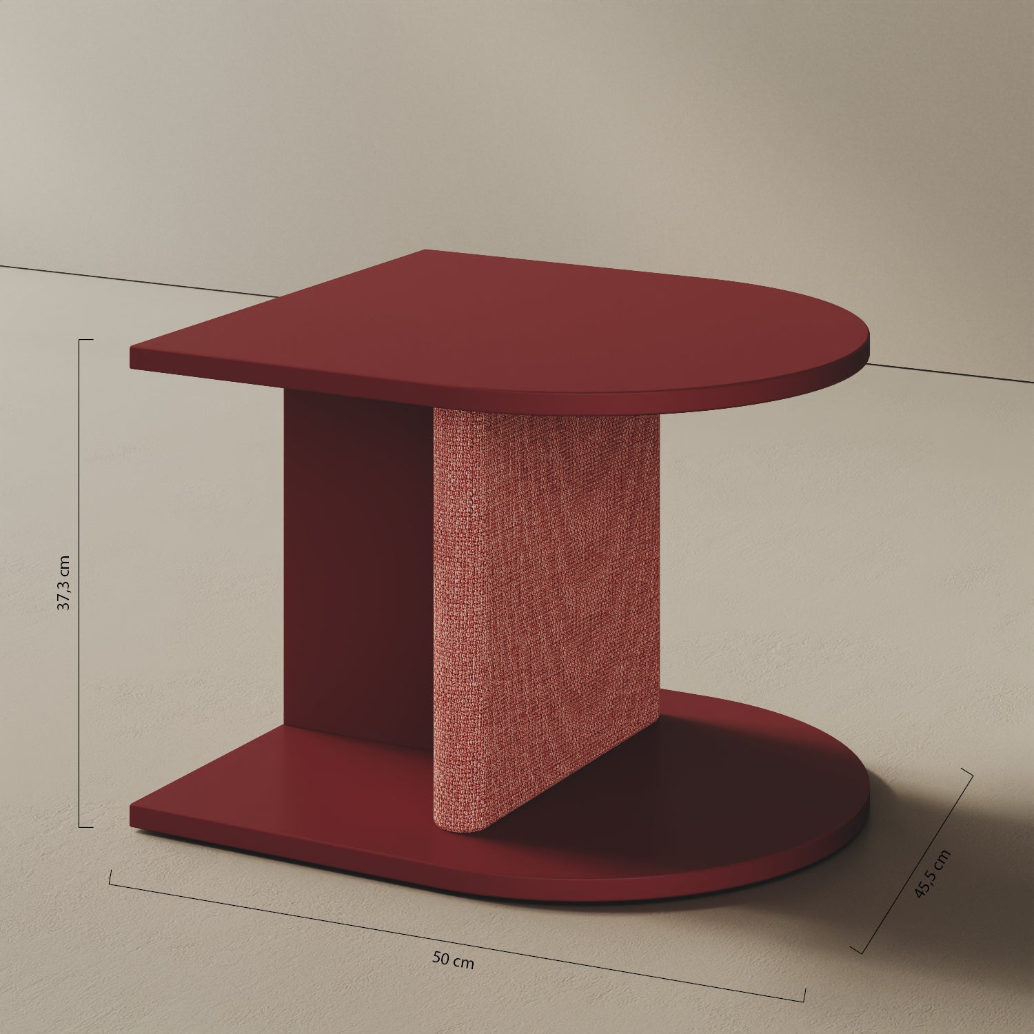Comodino Strato rosso – misure 45,5x50x37,3 cm, legno nobilitato e tessuto coordinato