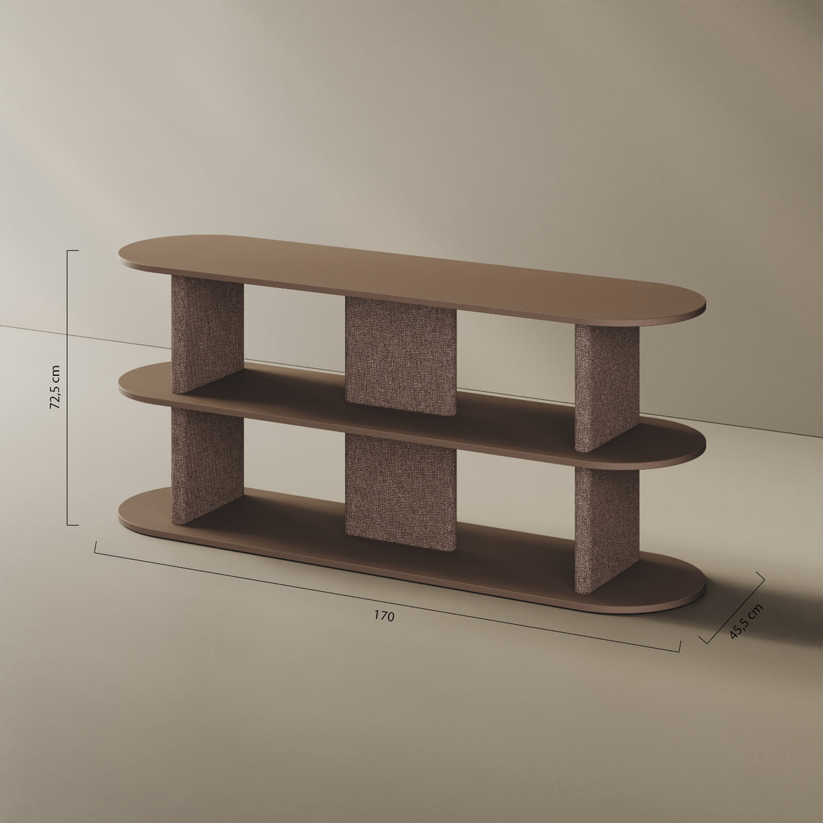 Libreria Strato M – misure 170x45,5x72,5 cm, legno nobilitato e tessuto