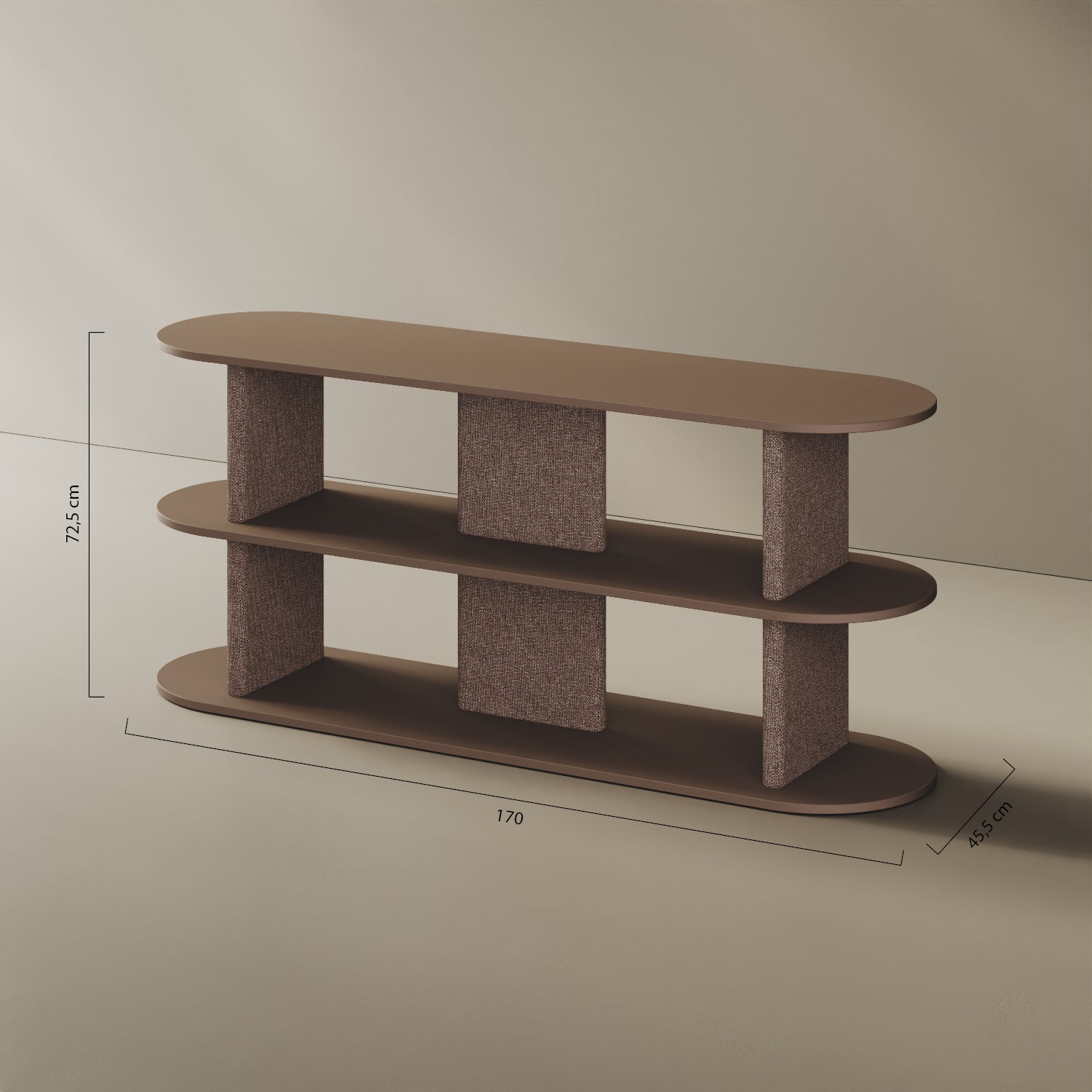 Libreria Strato M – misure 170x45,5x72,5 cm, legno nobilitato e tessuto