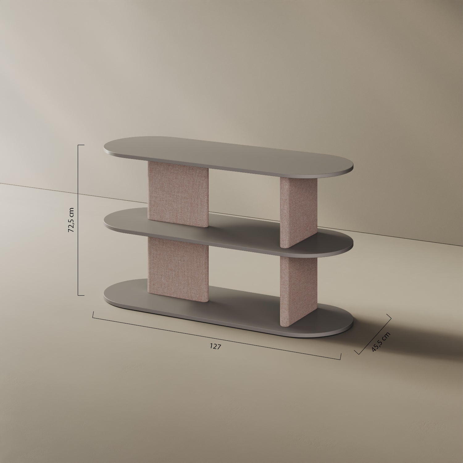 Libreria Strato S – misure 127x45,5x72,5 cm, legno nobilitato e tessuto