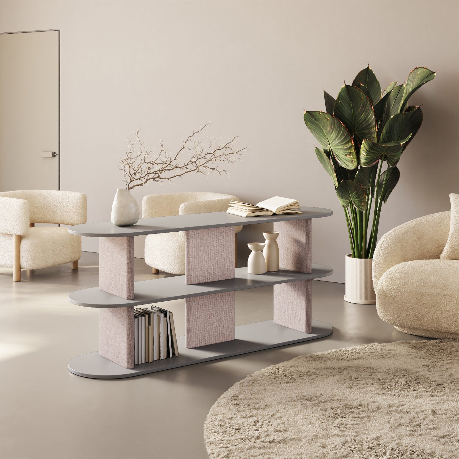Libreria Strato red curry M in soggiorno contemporaneo, libreria design italiana