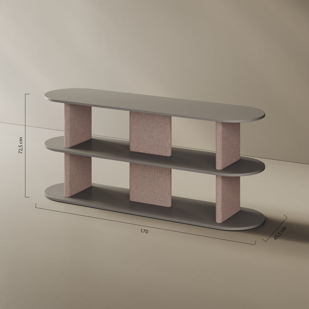 Libreria Strato M – misure 170x45,5x72,5 cm, legno nobilitato e tessuto