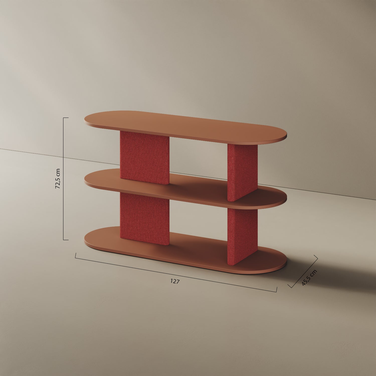 Libreria Strato S – misure 127x45,5x72,5 cm, legno nobilitato e tessuto
