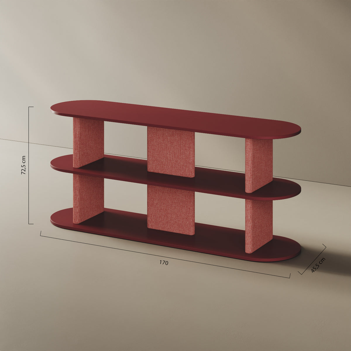 Libreria Strato M – misure 170x45,5x72,5 cm, legno nobilitato e tessuto