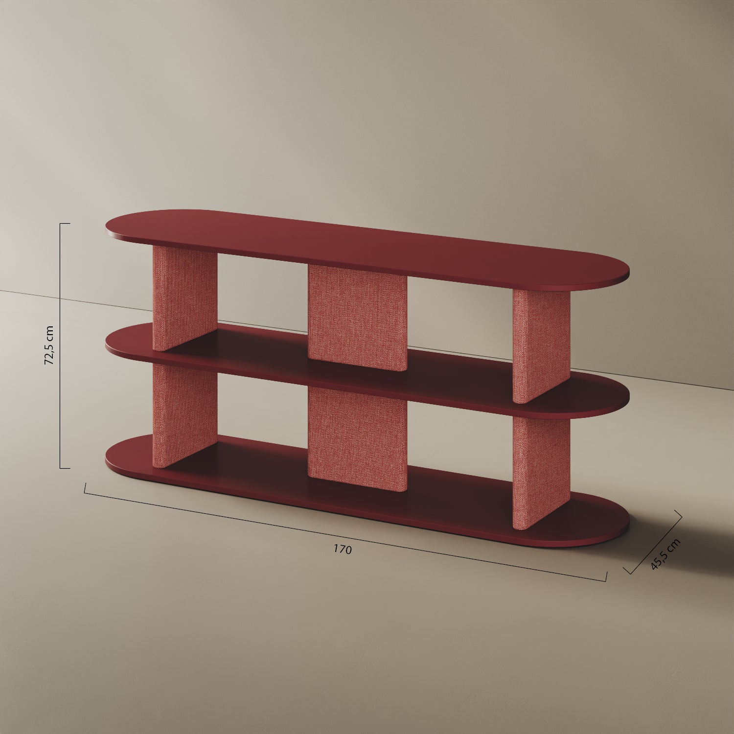 Libreria Strato M – misure 170x45,5x72,5 cm, legno nobilitato e tessuto