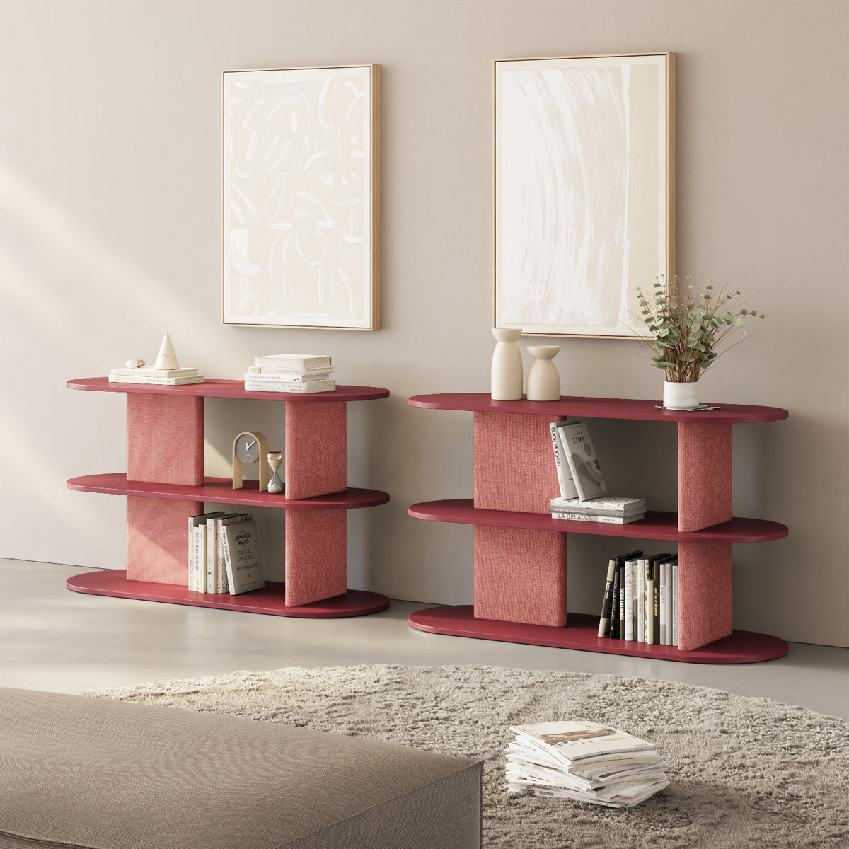 Libreria Strato rosso S in soggiorno contemporaneo, libreria design italiana