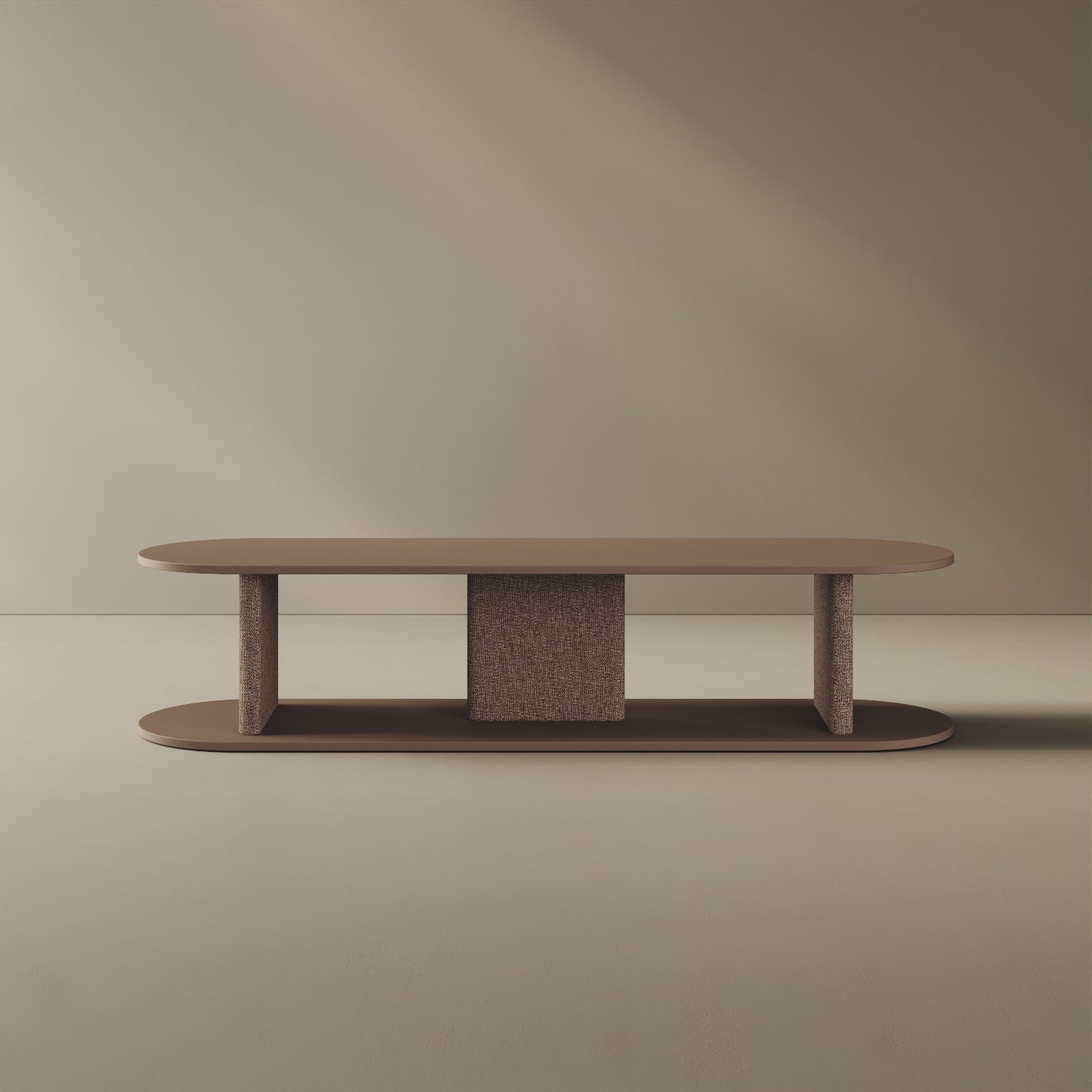 Mobile TV Strato cappuccino M, vista frontale – mobile TV design 170x45,5x37,3 cm legno nobilitato e tessuto
