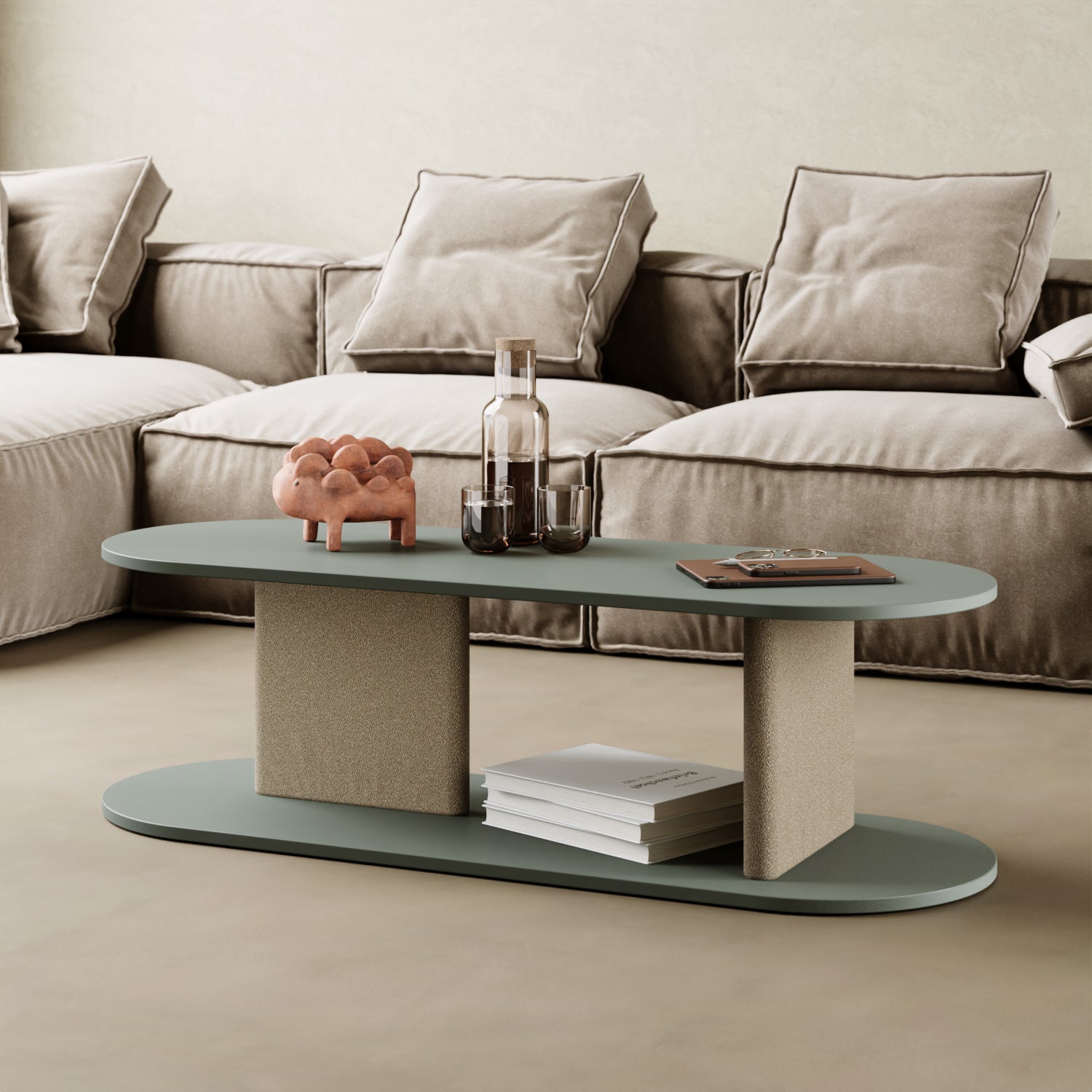 Mobile TV Strato red curry M in soggiorno contemporaneo, mobile TV basso design italiano