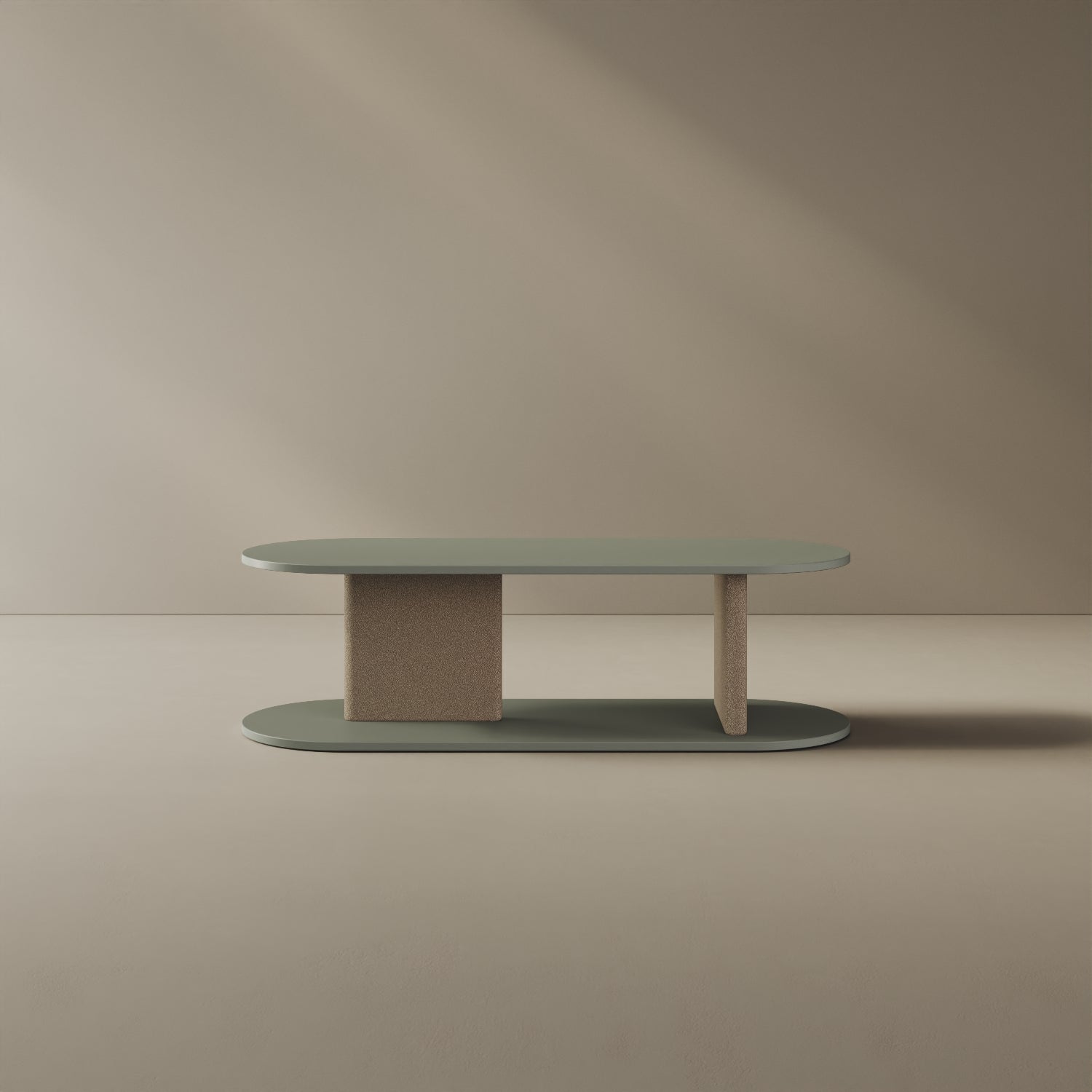 Mobile TV Strato verde S, vista frontale – mobile TV design 127x45,5x37,3 cm legno nobilitato e tessuto