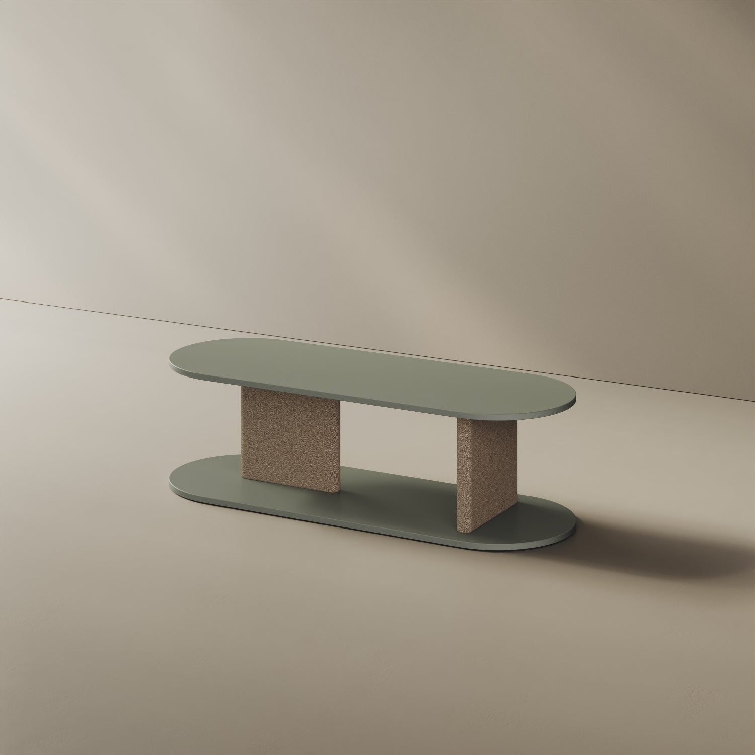 Mobile TV Strato red curry M, vista laterale – design Mario Alessiani legno nobilitato e tessuto