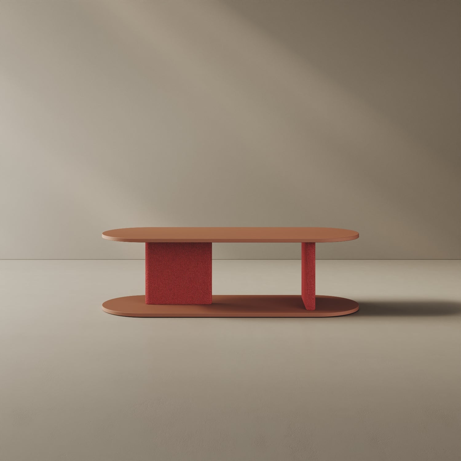 Mobile TV Strato red curry S, vista frontale – mobile TV design 127x45,5x37,3 cm legno nobilitato e tessuto