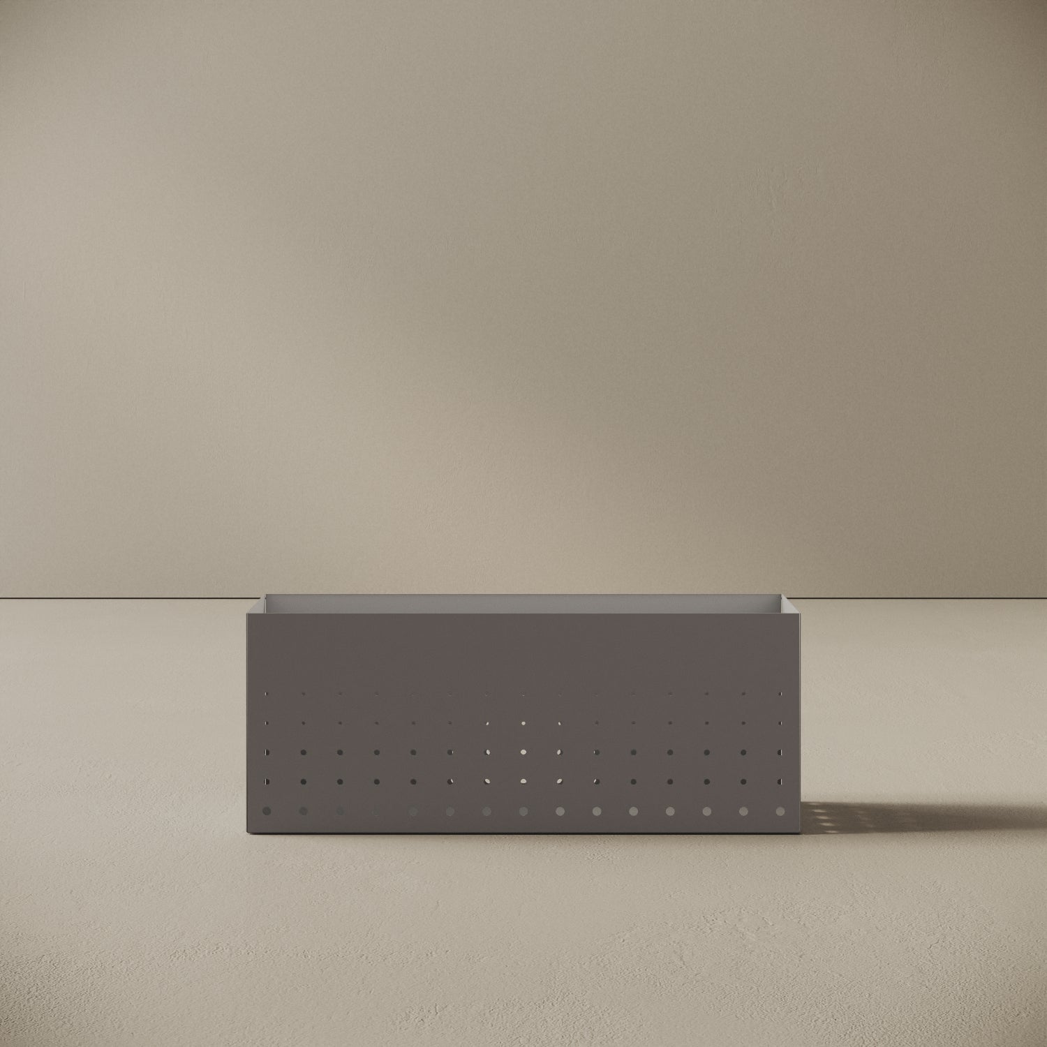 ALL portaoggetti in metallo grigio misura M, vista frontale — struttura metallica verniciata grigio, capacità media per scrivania o credenza