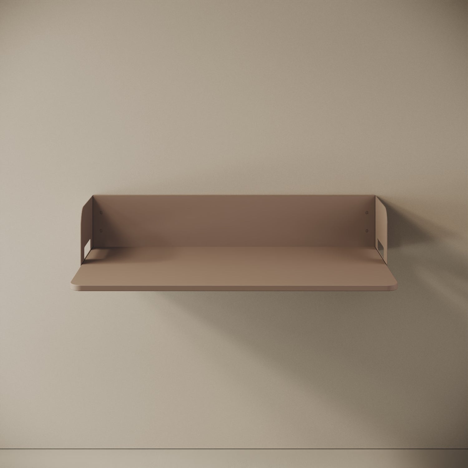 Scrittoio a parete Praga cappuccino, vista frontale – ferro verniciato e legno nobilitato 100x52 cm