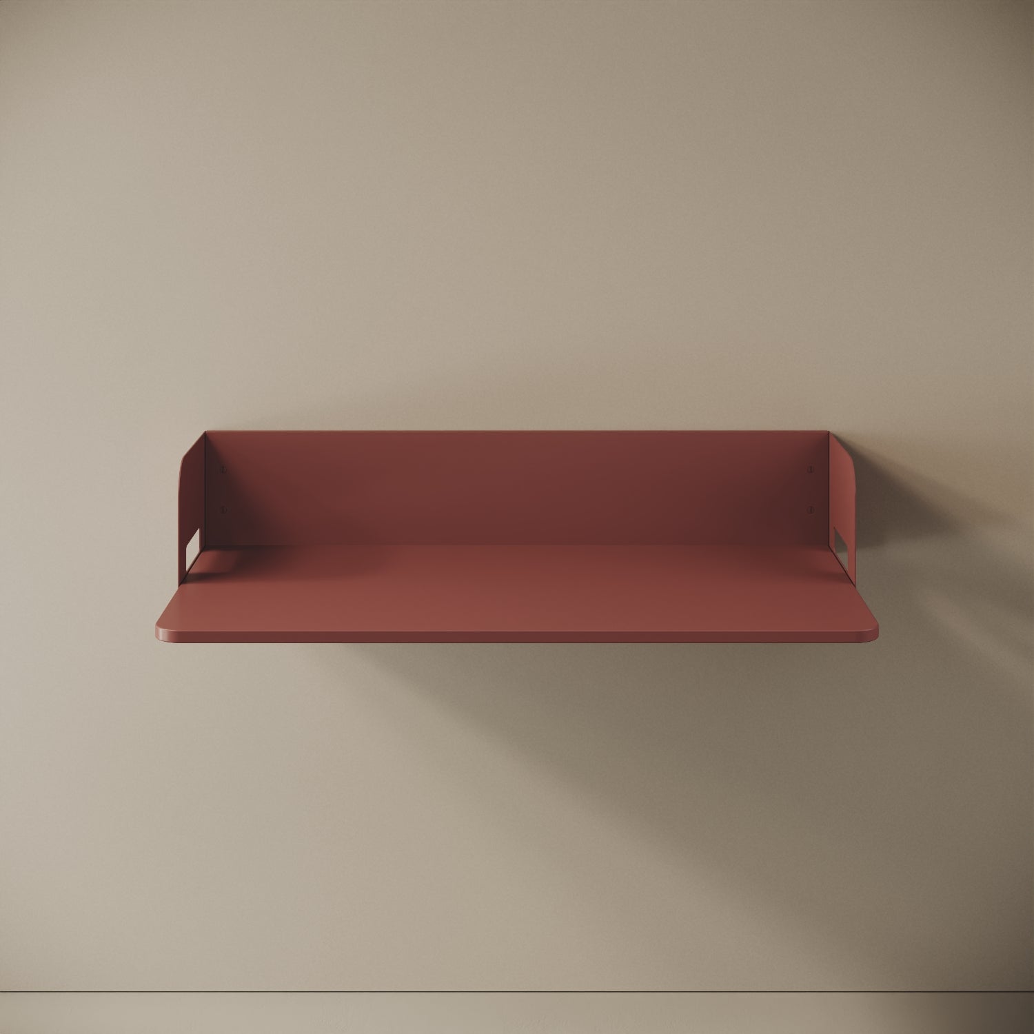 Scrittoio a parete Praga rosso, vista frontale – ferro verniciato e legno nobilitato 100x52 cm