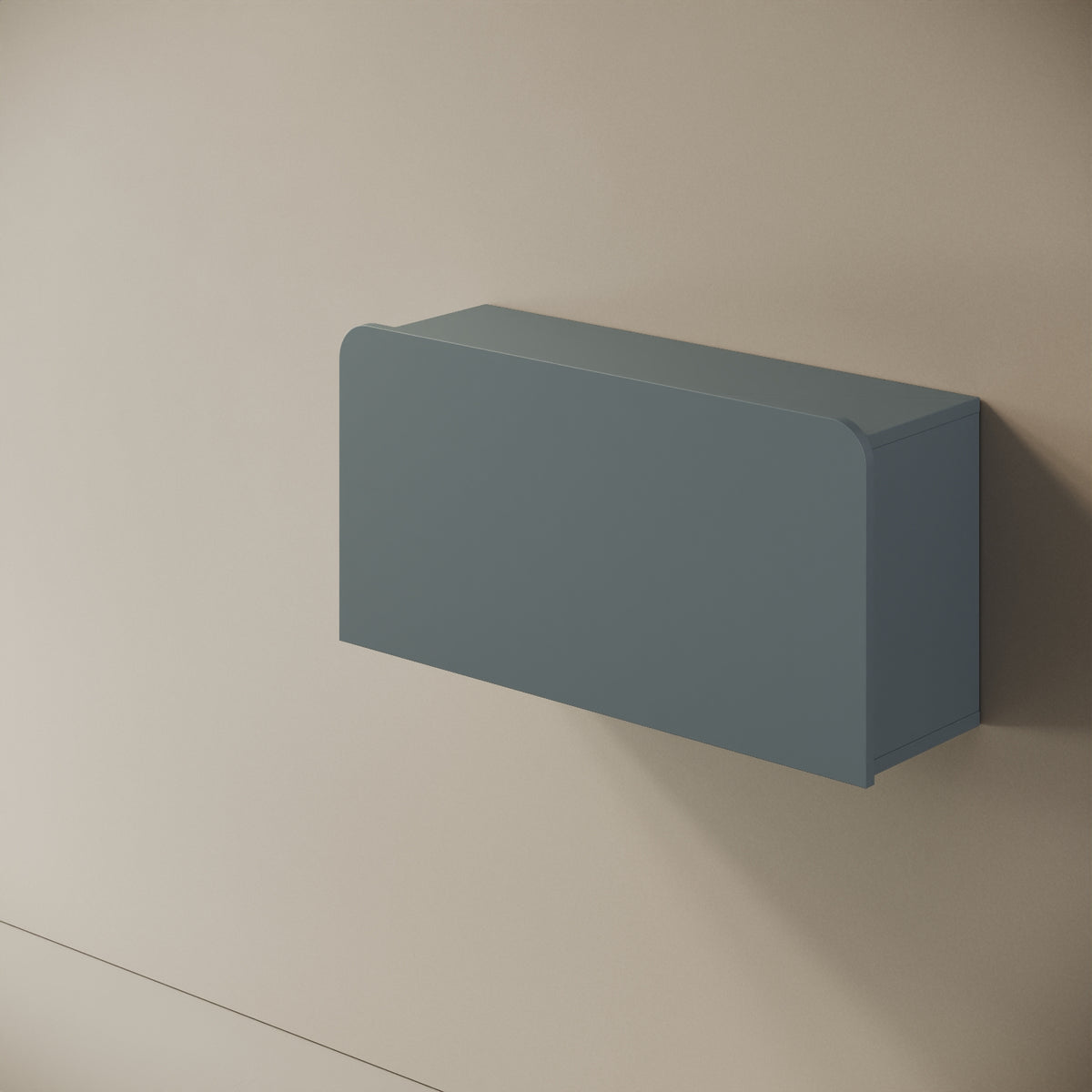 Scrittoio Segno blu chiuso, vista laterale – profilo 29 cm a parete