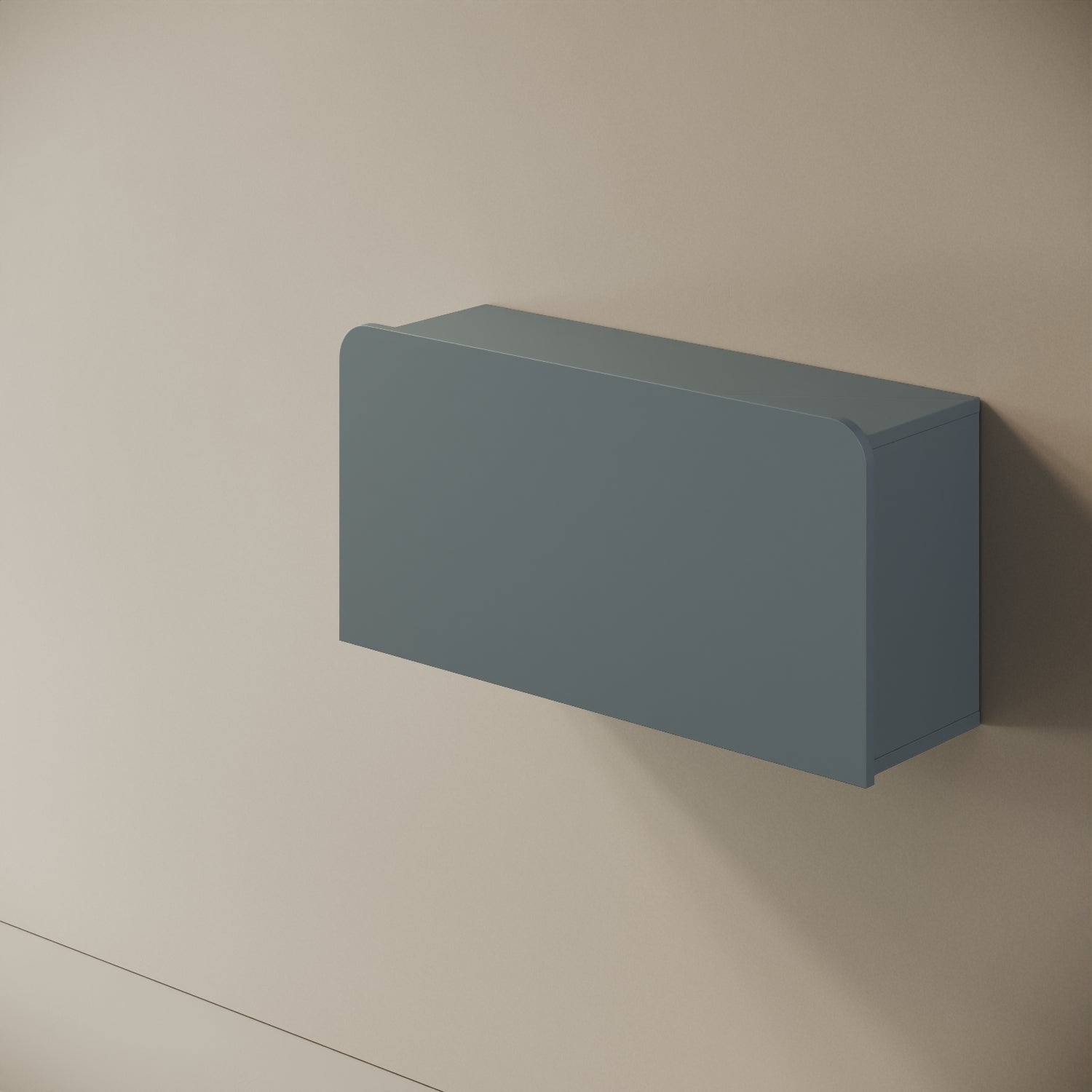Scrittoio Segno blu chiuso, vista laterale – profilo 29 cm a parete