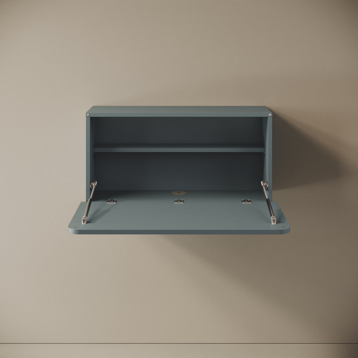 Scrittoio Segno blu aperto, vista frontale – scrivania 84x42 cm, legno nobilitato