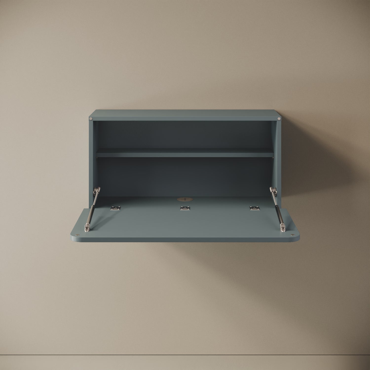 Scrittoio Segno blu aperto, vista frontale – scrivania 84x42 cm, melaminico
