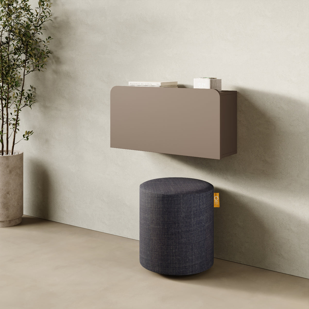 Scrittoio Segno cappuccino chiuso in home office, mensola a parete design moderno