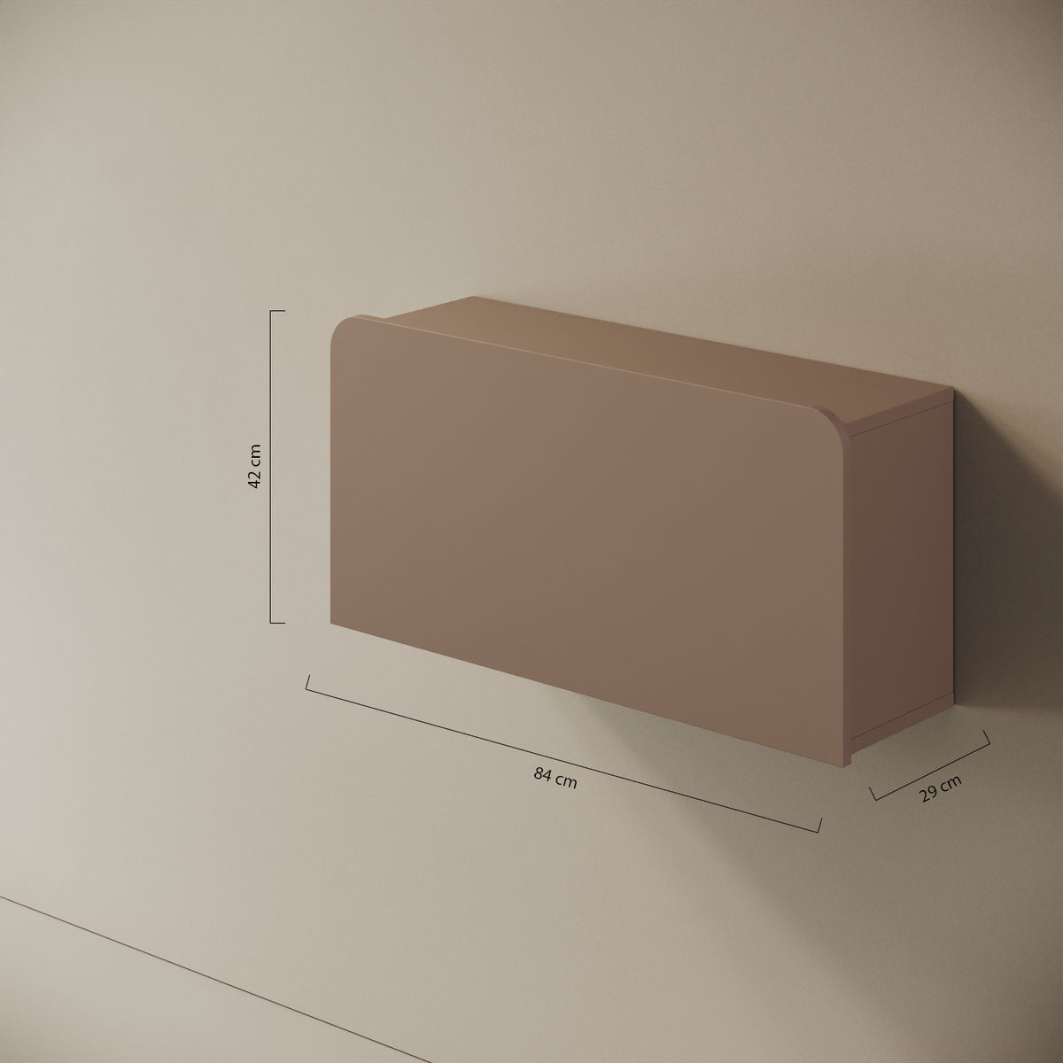 Scrittoio Segno cappuccino chiuso – misure 84x29x42 cm, mensola a parete legno nobilitato