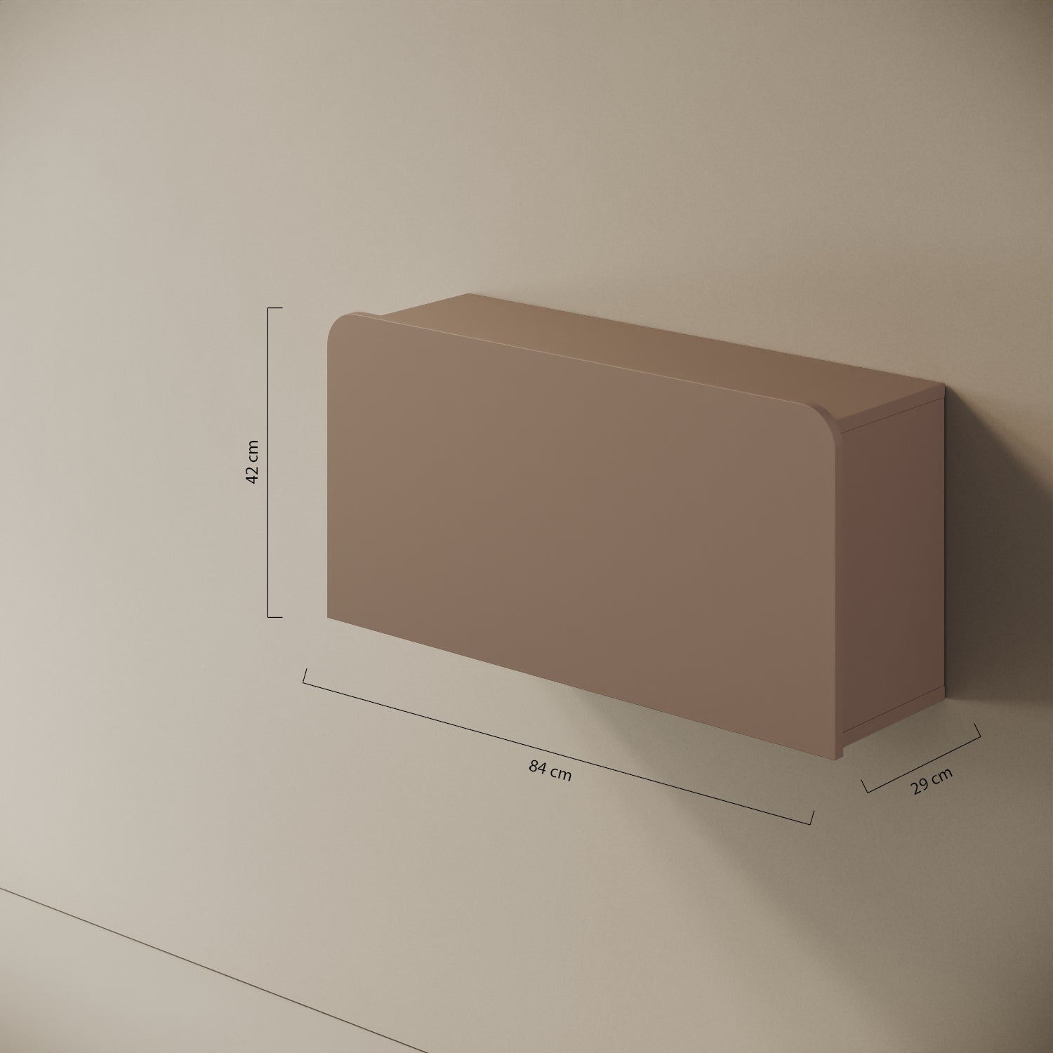 Scrittoio Segno cappuccino chiuso – misure 84x29x42 cm, mensola a parete melaminico