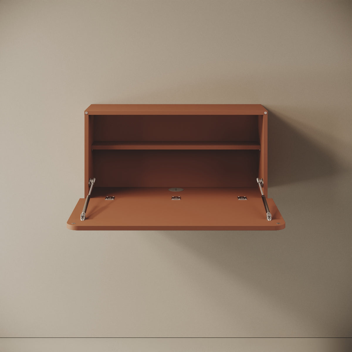 Scrittoio Segno red curry aperto, vista frontale – scrivania 84x42 cm, legno nobilitato