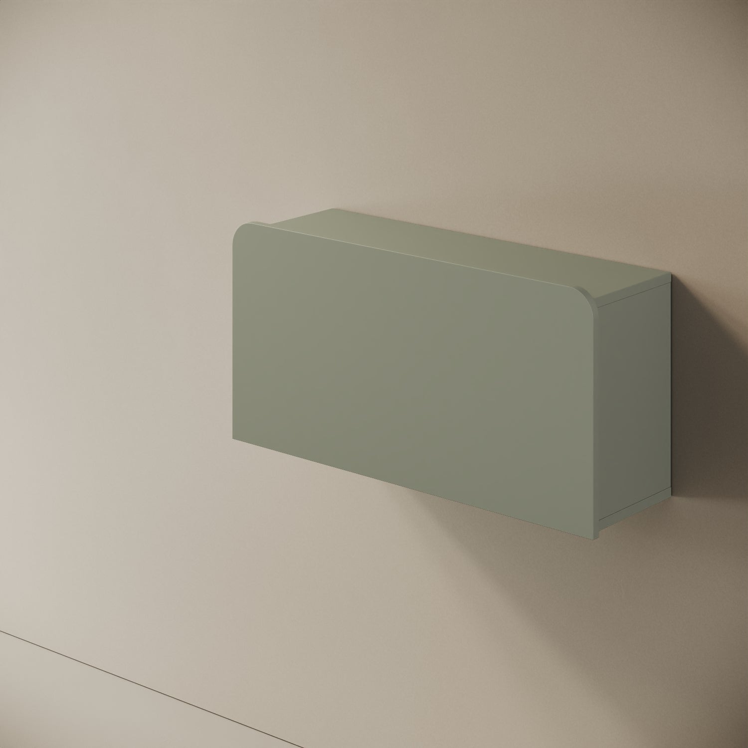 Scrittoio Segno verde chiuso, vista laterale – profilo 29 cm a parete