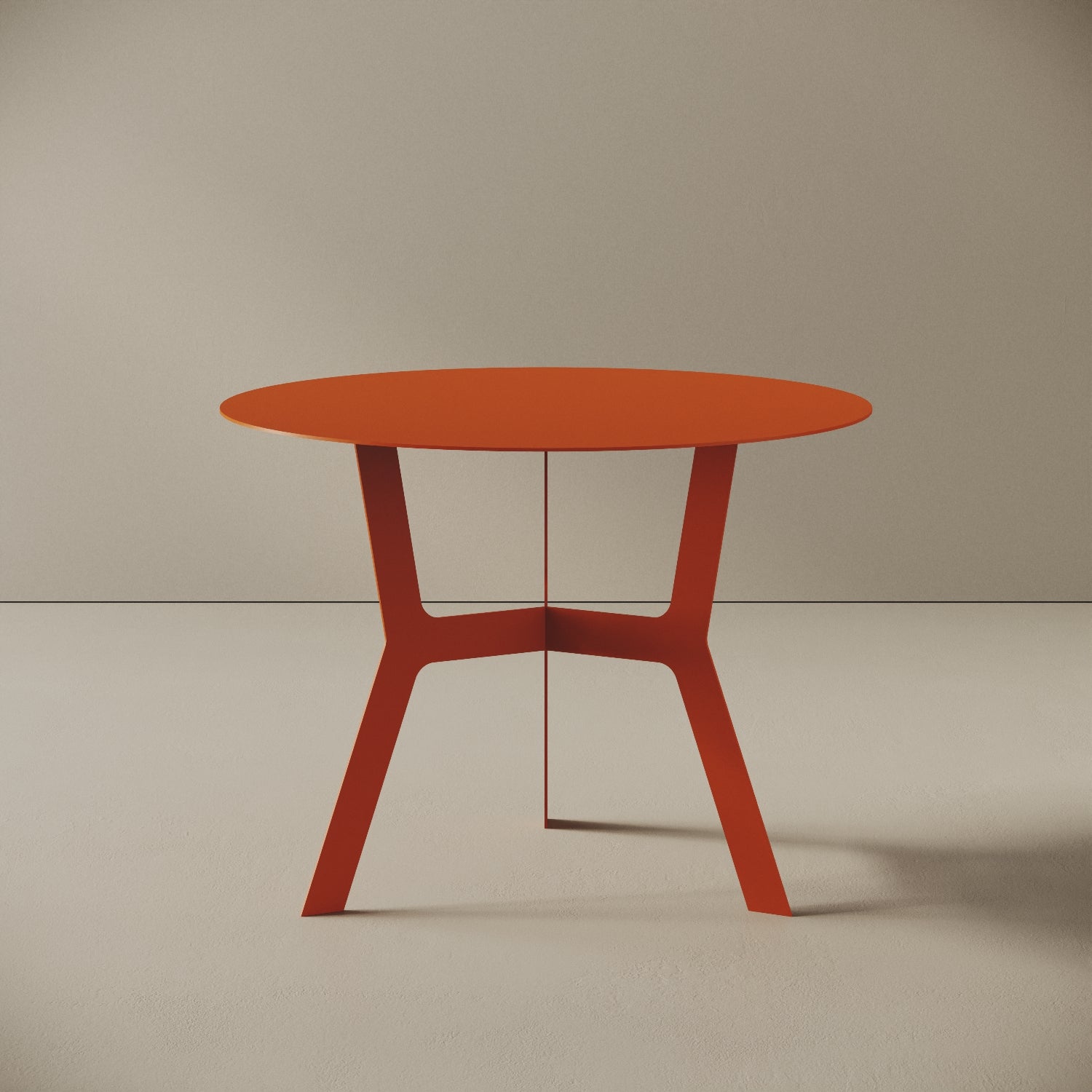Tavolino da caffè Barcellona arancione alto, vista frontale – ferro verniciato Ø60 cm H44 cm