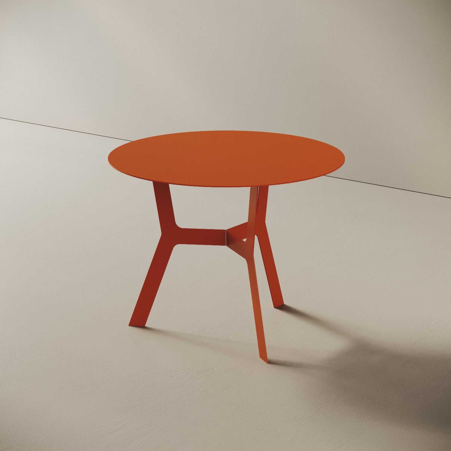 Tavolino da caffè Barcellona arancione alto, vista laterale – ferro verniciato Ø60 cm H44 cm