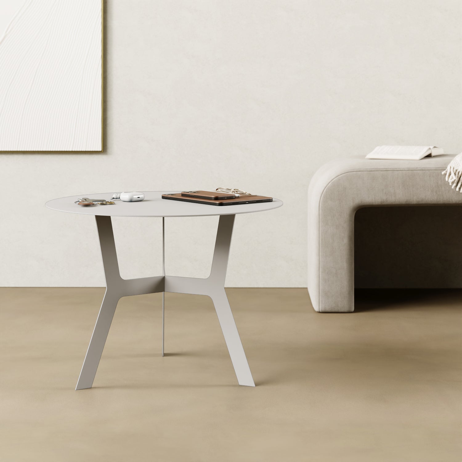 Tavolino da caffè Barcellona bianco alto in soggiorno moderno, living contemporaneo