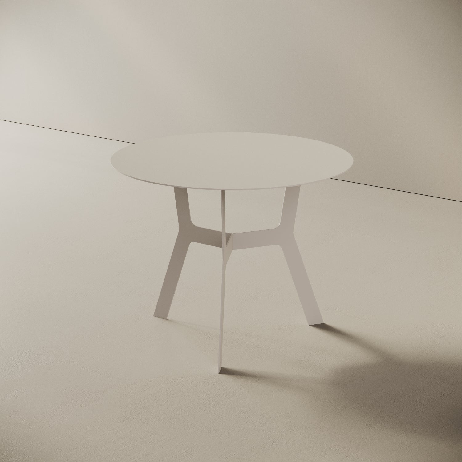 Tavolino da caffè Barcellona bianco alto, vista laterale – ferro verniciato Ø60 cm H44 cm