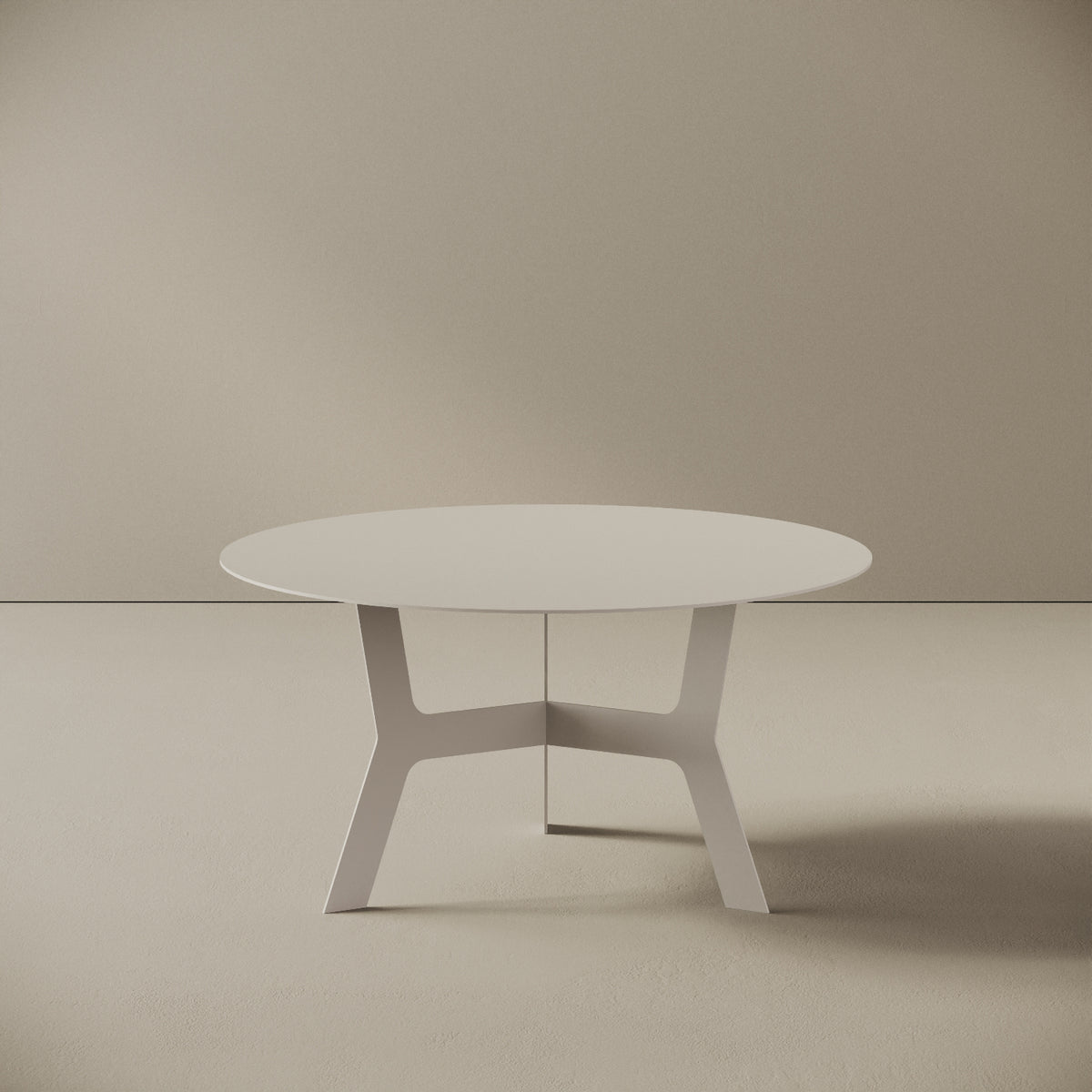 Tavolino da caffè Barcellona bianco basso, vista frontale – ferro verniciato Ø60 cm H30,3 cm